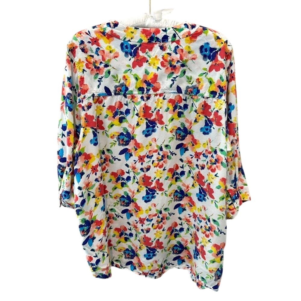 WOMAN WITHIN | Plus Button Front Floral Blouse Lightweight Top | Size 18/20 - Picture 4 of 7